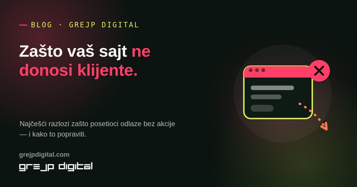 Zašto vaš sajt ne donosi klijente